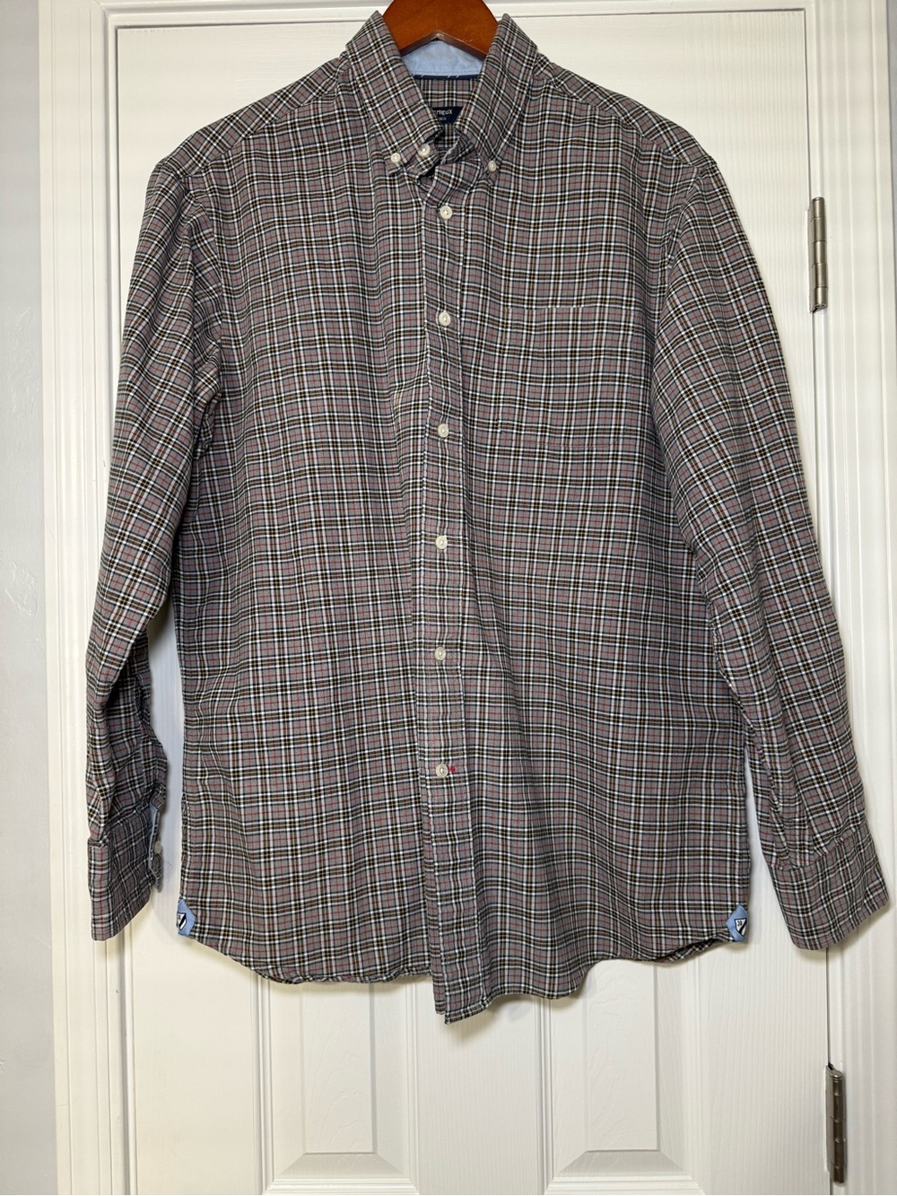 cremieux plaid men’s size large button down long sleeve shirt 100% cotton
